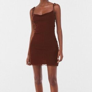 Bershka Brown Mesh Dress